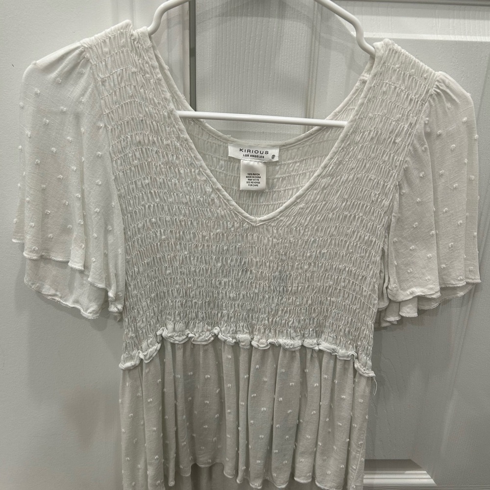 White Smocked Women's Top